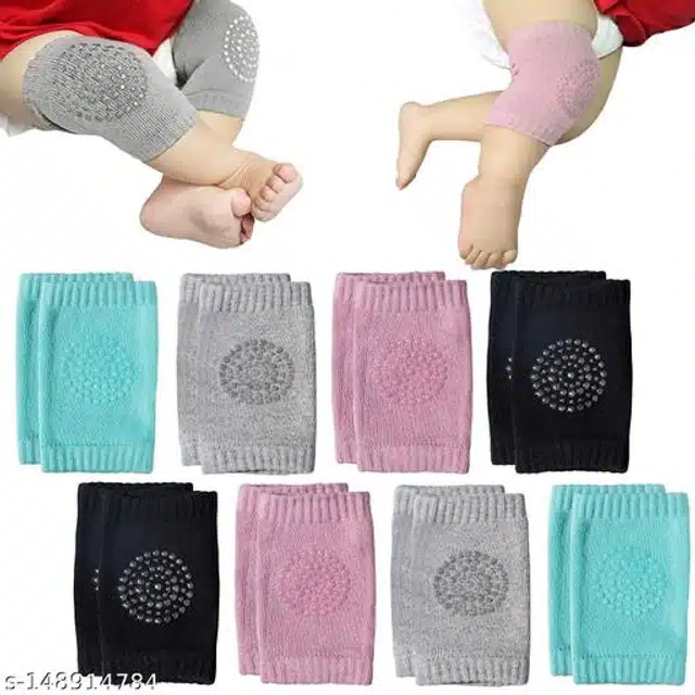 Cotton Anti-Slip Knee Protector Pads for Infants (Black)