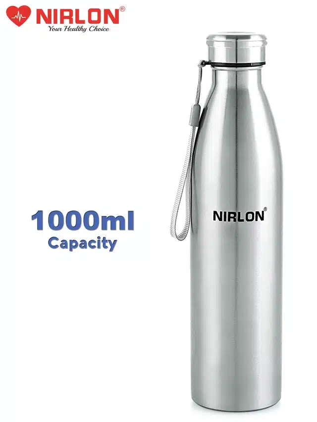 Nirlon Stainless Steel Single Wall Plain Water Bottle (1000 ml, Set Of 1)