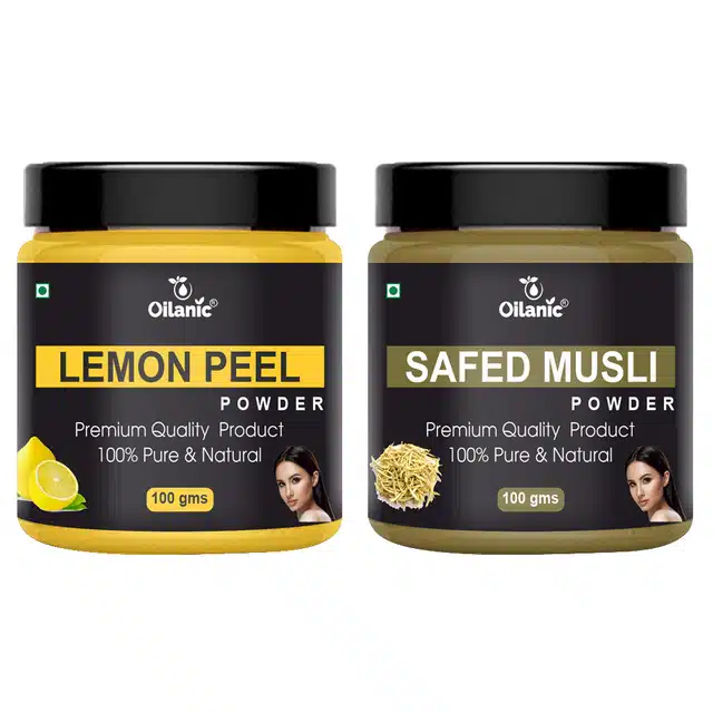 Natural Lemon Peel & Safed Musli Powder for Skin & Hair (Pack of 2, 100 g)