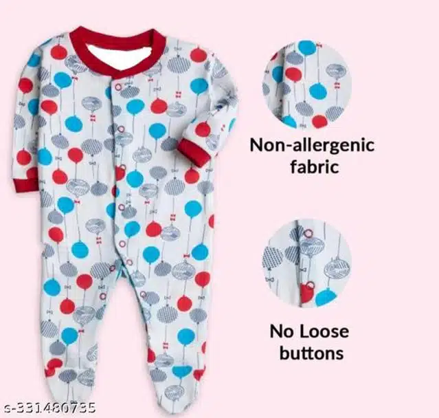 Cotton Rompers for Kids (Multicolor, 0-3 Months)