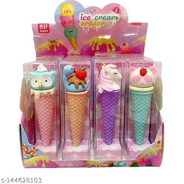 Ice Cream Shape Erasers for Kids (Multicolor, Pack of 2)