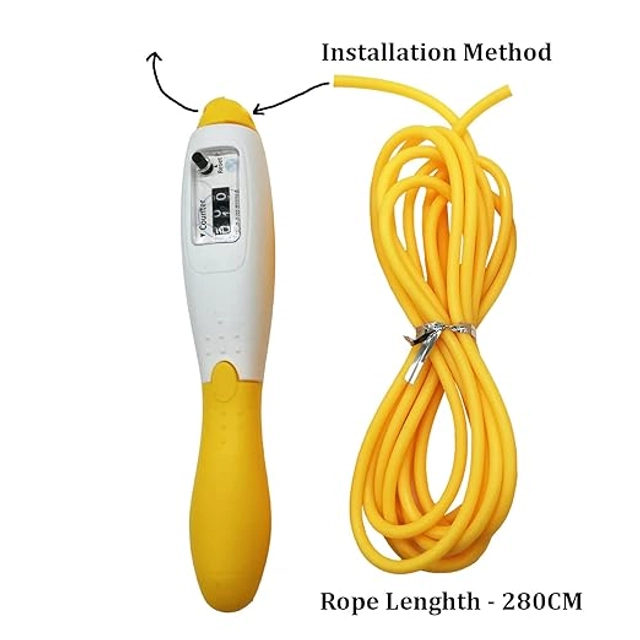 PVC Adjustable Skipping Rope for Men & Women (Yellow & White)