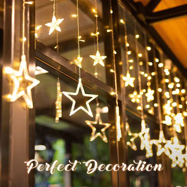 Stars LED Curtain String Lights for Festive Decoration (Multicolor, Set of 1)