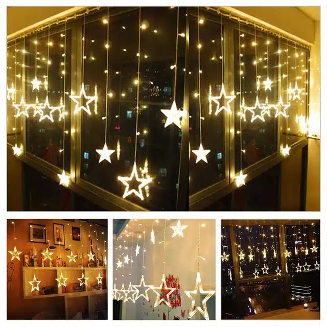 Stars LED Curtain String Lights for Festive Decoration (Multicolor, Set of 1)