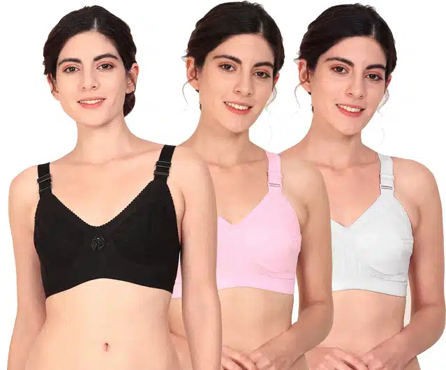 Non-wired Bra for Women (Pack of 3) (Multicolor, 32)