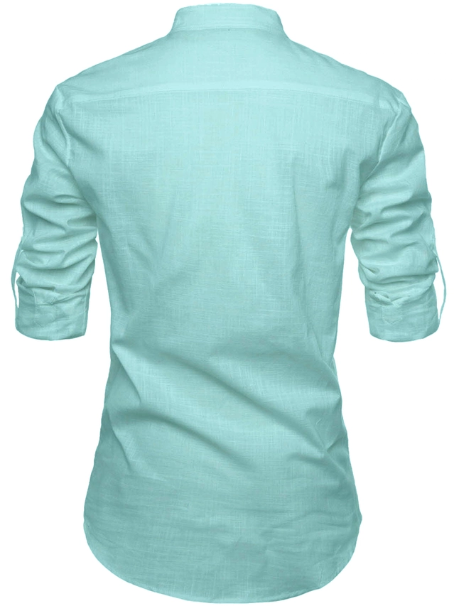 Cotton Solid Kurta for Men (Sea Green, S)