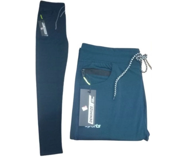 Linen Slim Fit Trackpants for Men (Teal, M)