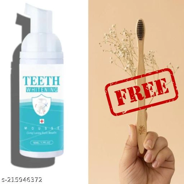 Combo of Teeth Whitening Foam Wash (50 ml) with Bamboo Toothbrush (Set of 2)