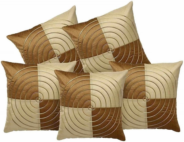 Jute Cushion Covers (Beige, 16x16 inches) (Pack of 5)