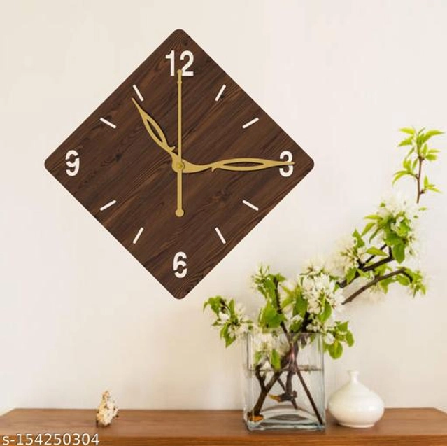 Wooden Wall Clock for Home (Brown)