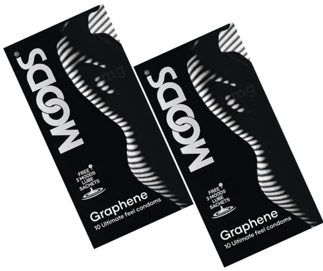 Moods Graphene 10 Pcs Condoms with 3 Pcs Free Lube Sachets (Pack of 2)