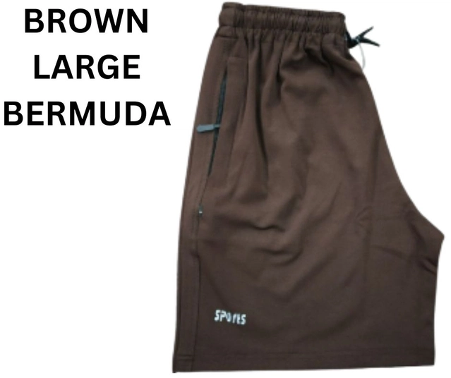 Lycra Solid Shorts for Men (Brown, L)