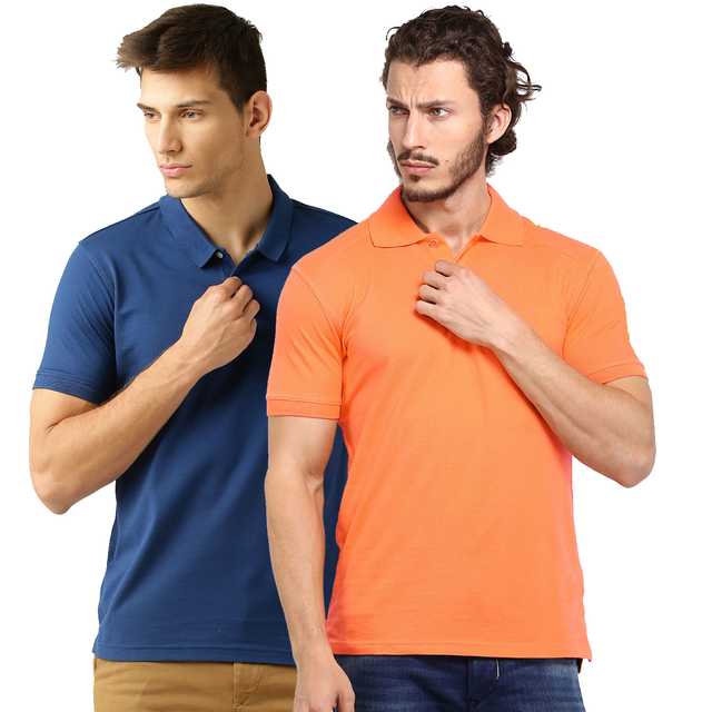 Galatea Cotton Blend Polo T-Shirt For Men (Pack Of 2) (Multicolor, M) (A-60)