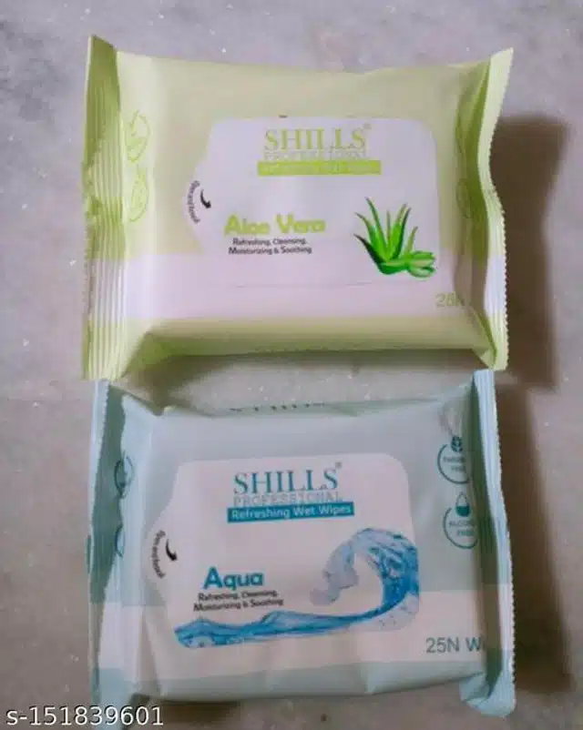 Shills Aloevera with Aqua Wet Face Wipes (Pack of 2)