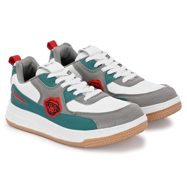 Sneakers for Men (Sea Green & White, 6)