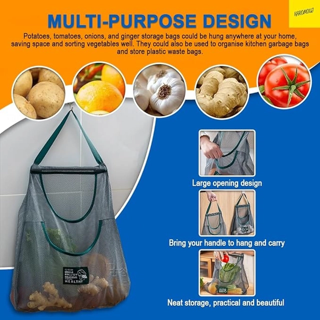 Mesh Wall Hanging Kitchen Storage Bag (Multicolor)