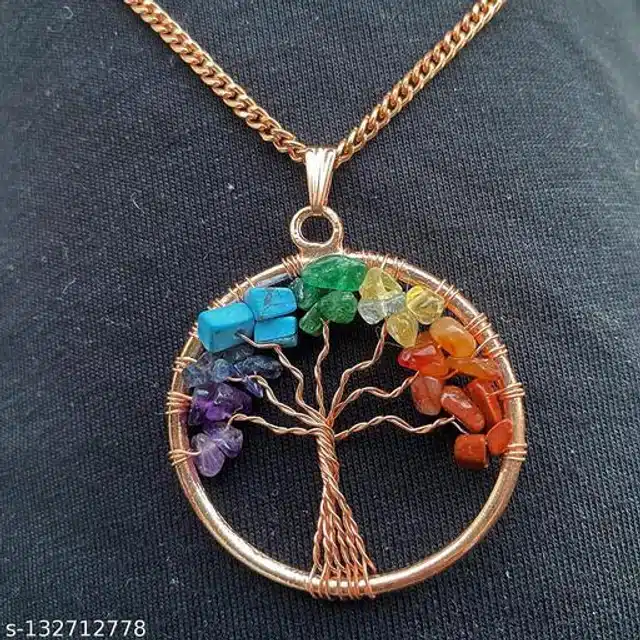 7 Chakra Tree Pendant (Multicolor, Pack of 2)