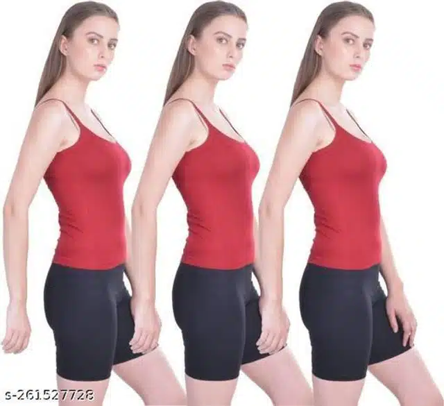 Camisoles for Women (Red, S) (Pack of 3)