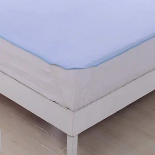 Pvc Double Bed Mattress Protector Sheet (Blue, 6.5x6 feet)