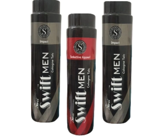 Simco 2 Pcs Swift Impact Cologne with Swift Seductive Appeal Cologne Talcum Powder (300 g, Pack of 3)