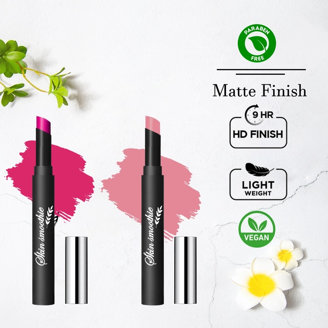 Matte Long Lasting Crayon Lipsticks (Hot Pink & Coral Pink, Pack of 2)