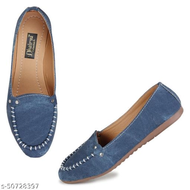 Loafers for Women (Blue & Beige, 4)