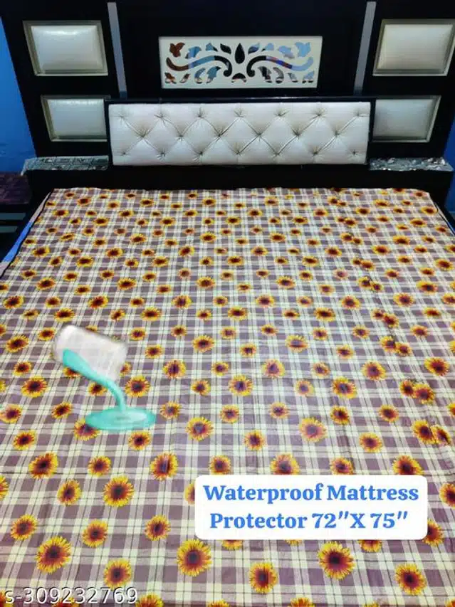 PVC Double Bed Mattress Protector (Multicolor, 72x75 inches)