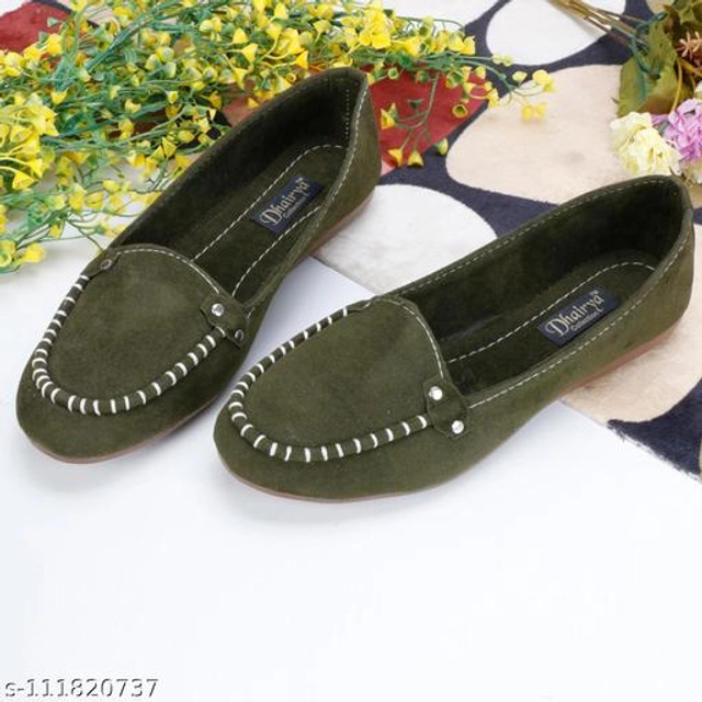 Loafers for Women (Olive, 3)