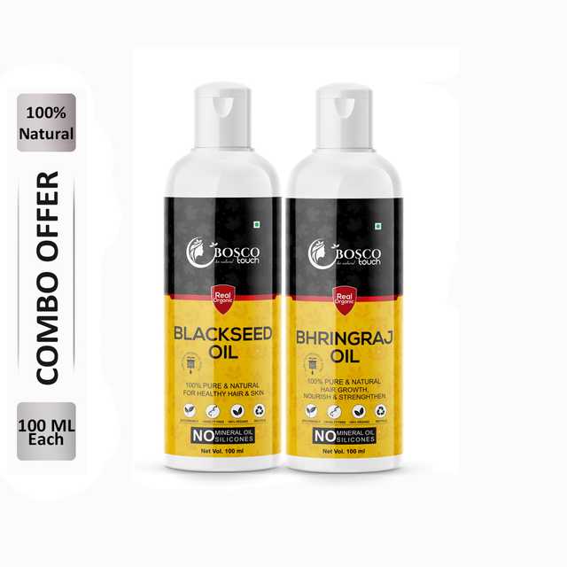 Bosco Touch Pure Blackseed Oil (100 ml) & Bhringraj Oil (100 ml) Combo For Rapid Hair Growth (Pack Of 2) (B-872)