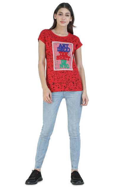Fosty Women's Stylish T-Shirts (Red, M) (ADE-461)