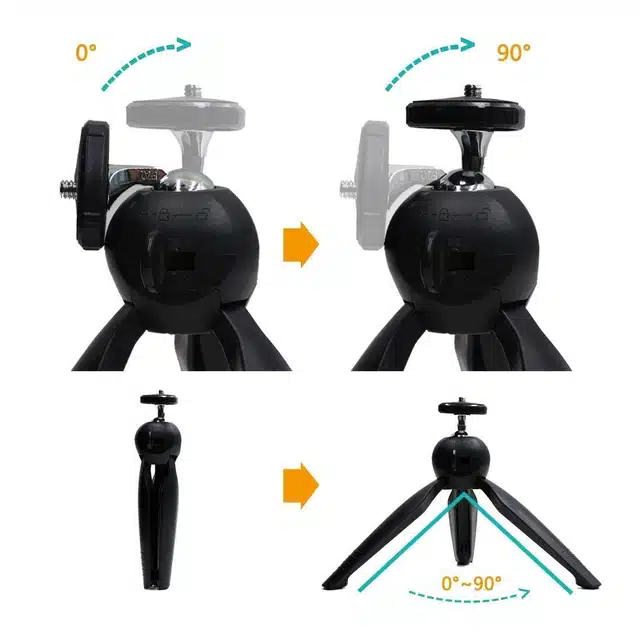 Mini Tripod with Universal Mobile Clip Holder Compatible with All Mobile Phones (Black)