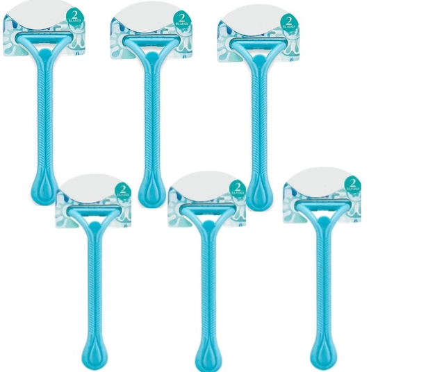 Softcare Disposable Twin Blades Razors for Female (Blue, Pack of 6)