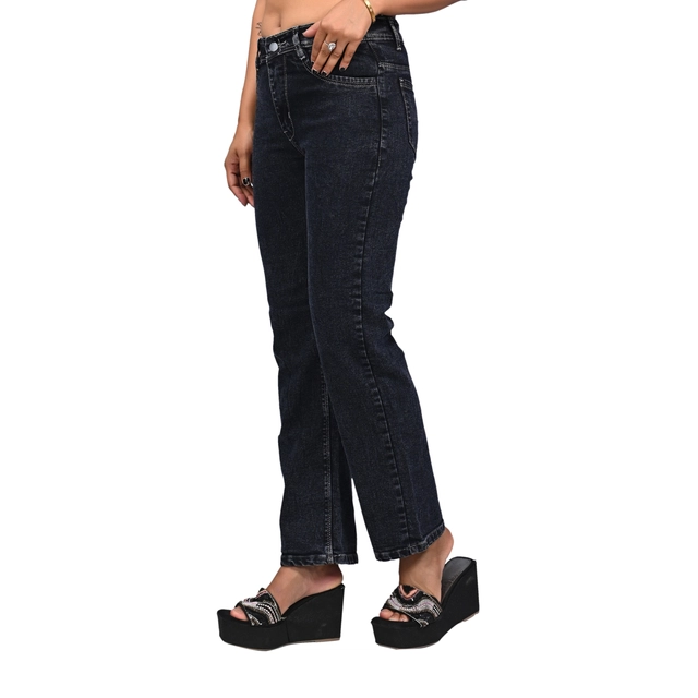 Denim Mid Rise Jeans for Women (Black, 28)