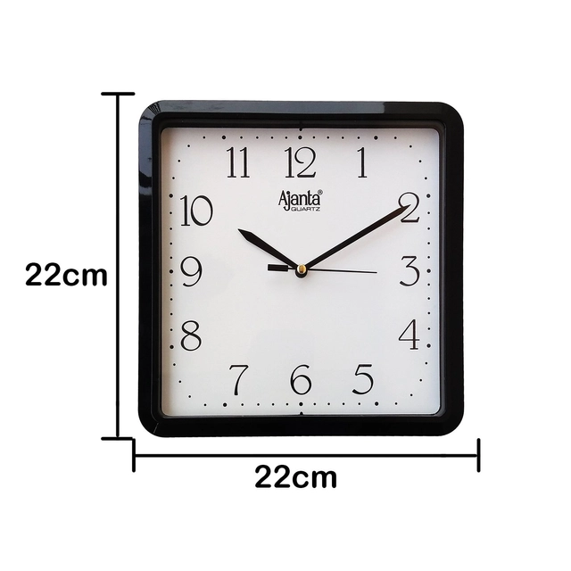 Plastic Ajanta Wall Clock (Black, 22 cm)