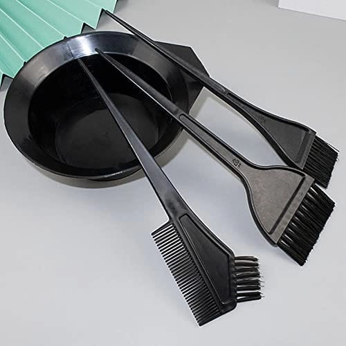 Combo of 3 Pcs Dye Brushes with Mixing Bowl for Hair Colour (Black, Set of 2)