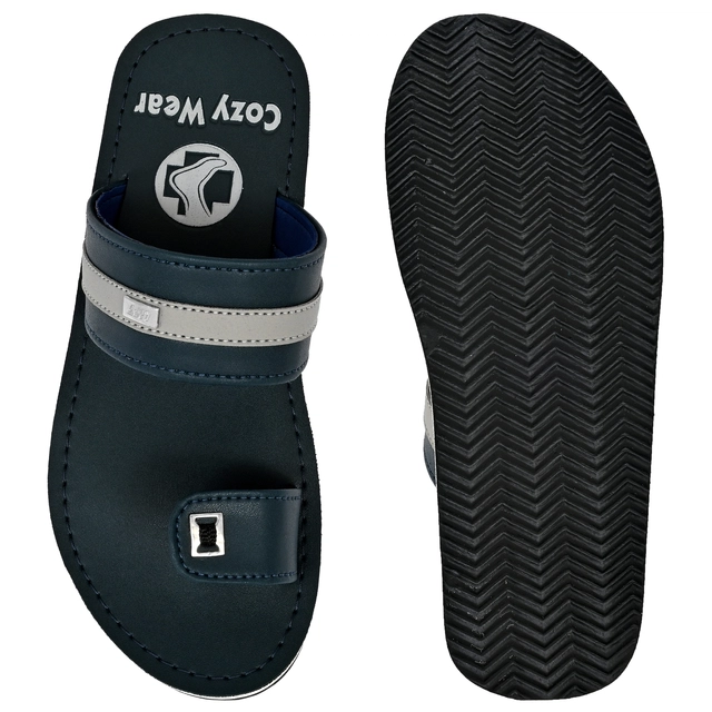 Cozy Wear Flip Flops for Men (Navy Blue, 6)