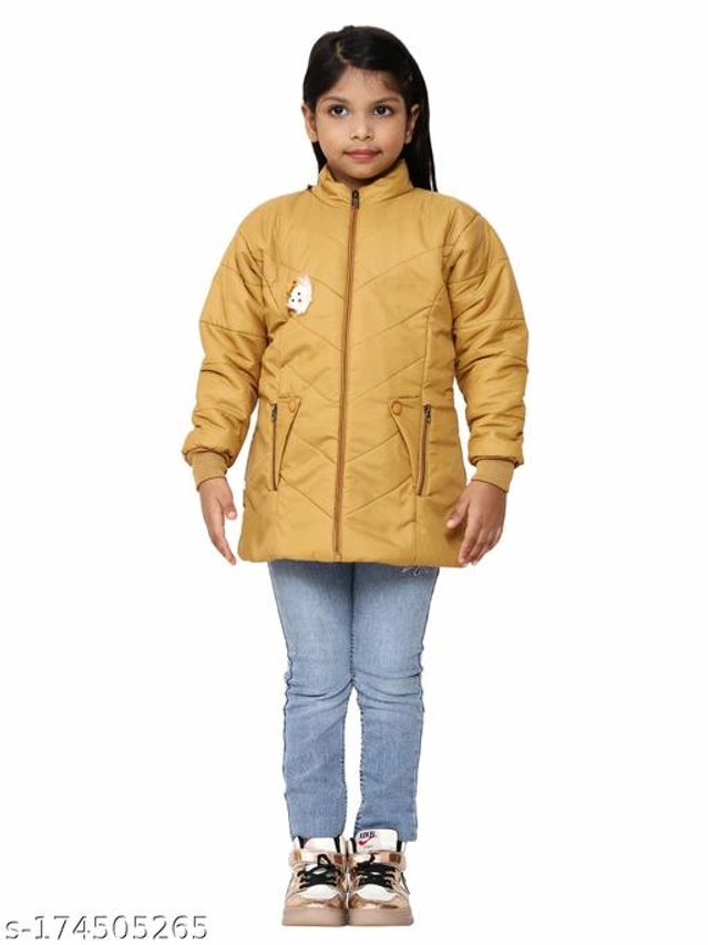 Polyester Jacket for Girls (Mustard, 18-24 Months)