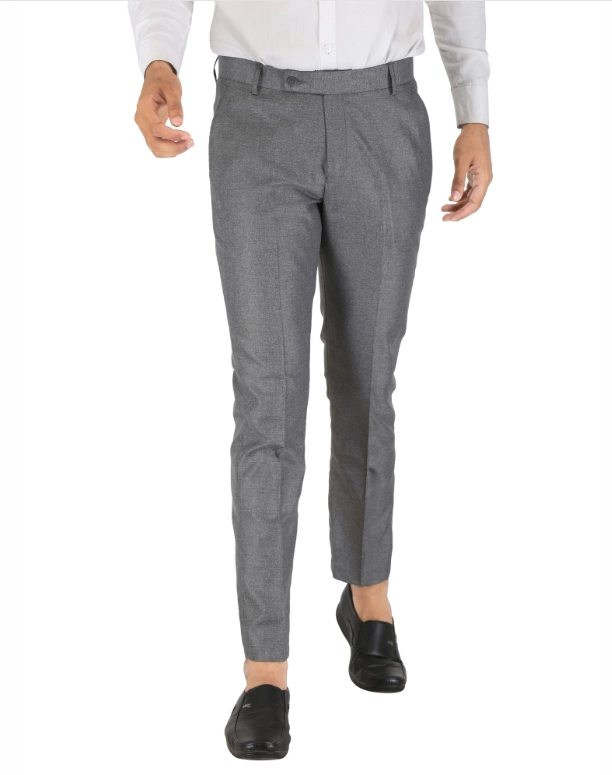 Poly Viscose Solid Trouser for Men (Grey, 28)