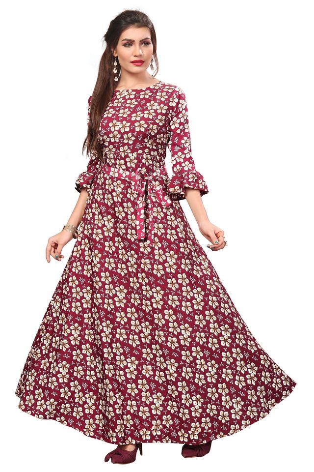 Fit and Flare Gown for womens (Maroon, M) (NE4)