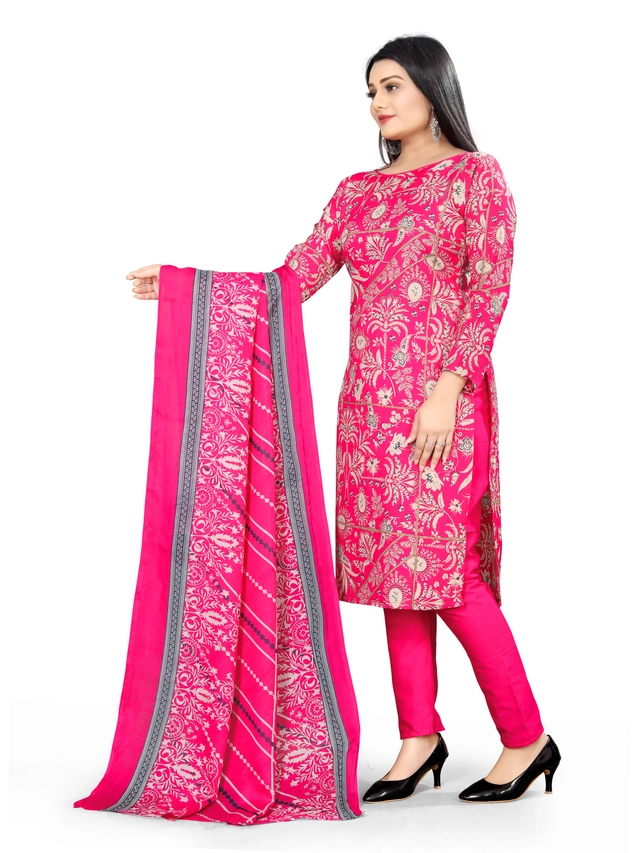 Cotton Blend Floral Unstitched Suits Fabrics for Women (Pink, 2 m)