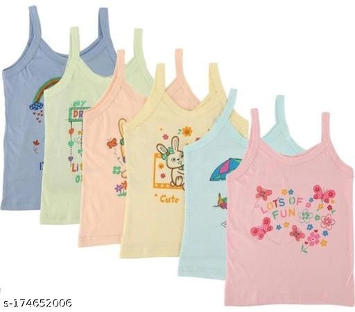 Cotton Camisoles for Girls (Multicolor, 0-2 Months) (Pack of 6)