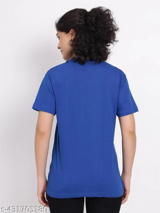 Round Neck T-Shirt for Women (Blue, M)