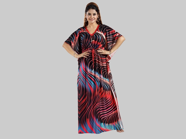 Satin Printed Nightdress for Women (Multicolor, Free size)