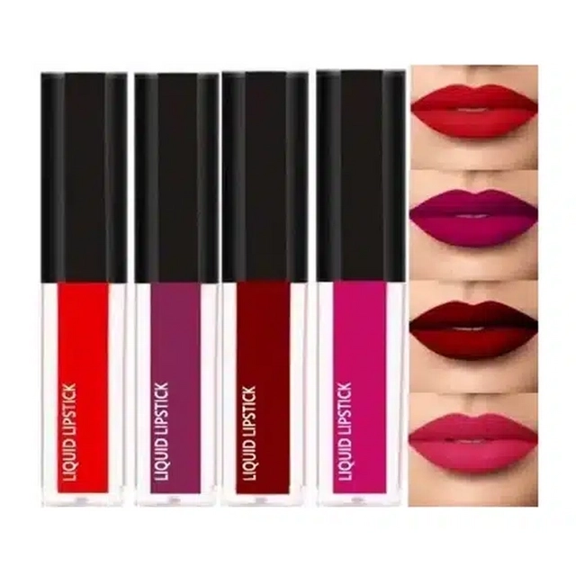 Liquid Matte Lipsticks Red Edition (Multicolor, 8 ml) (Pack of 4)