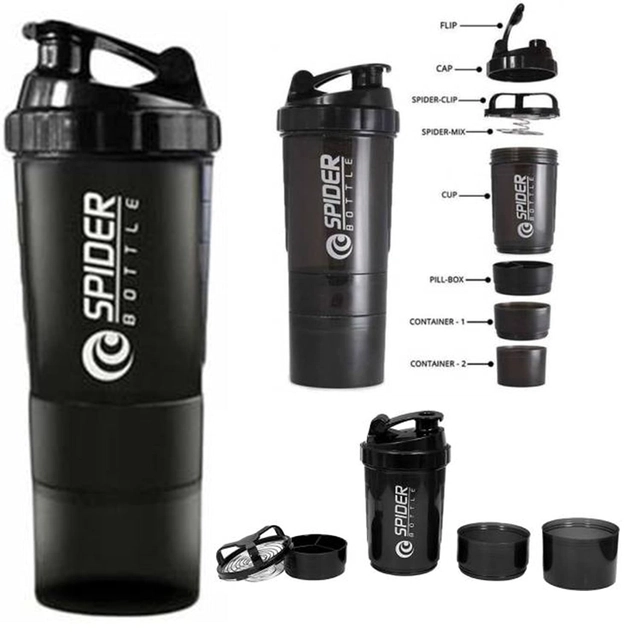 Polyester Printed Gym Bag with 2 Pcs Wristband & Shaker Bottle (500 ml) for Men & Women (Black, Set of 1)