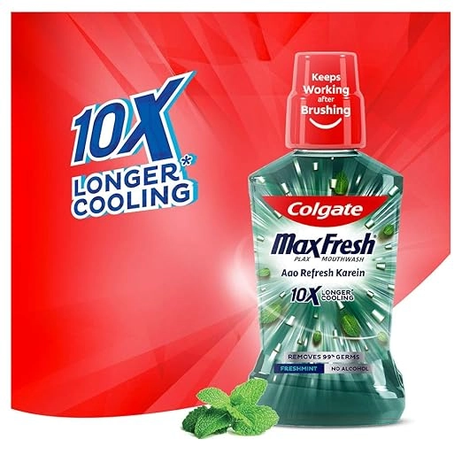 Colgate Maxfresh Plax Antibacterial Mouthwash, 24/7 Fresh Breath - Fresh Mint 100 ml