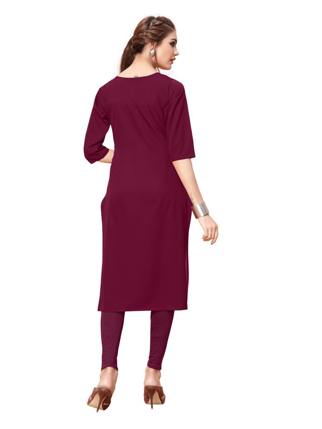 Womens Printed Poly Crepe Straight Kurta (Multicolour, M) (DSK-112)