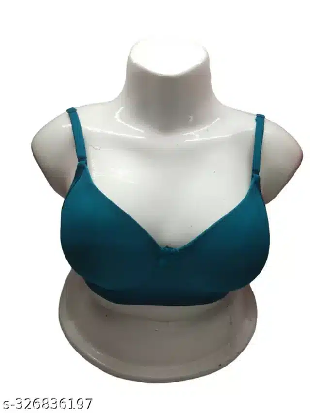 Cotton Solid Bra for Women (Green, 30)