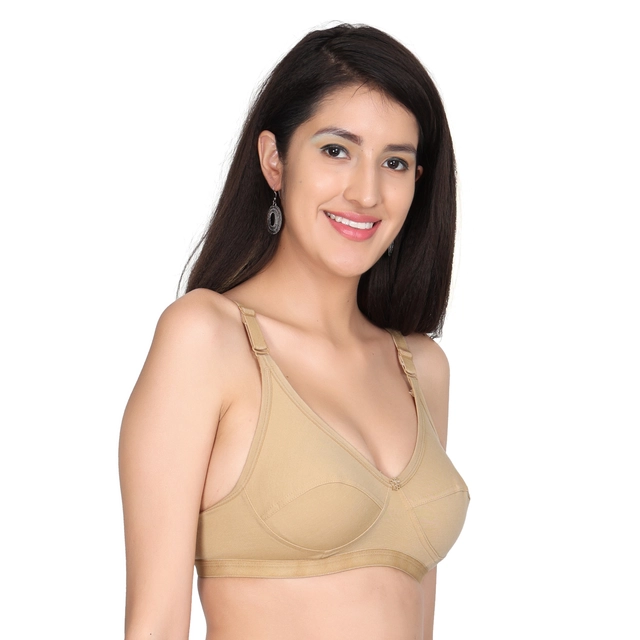 Cotton Blend Solid Non Padded Bras for Women (Multicolor, 30) (Pack of 2)