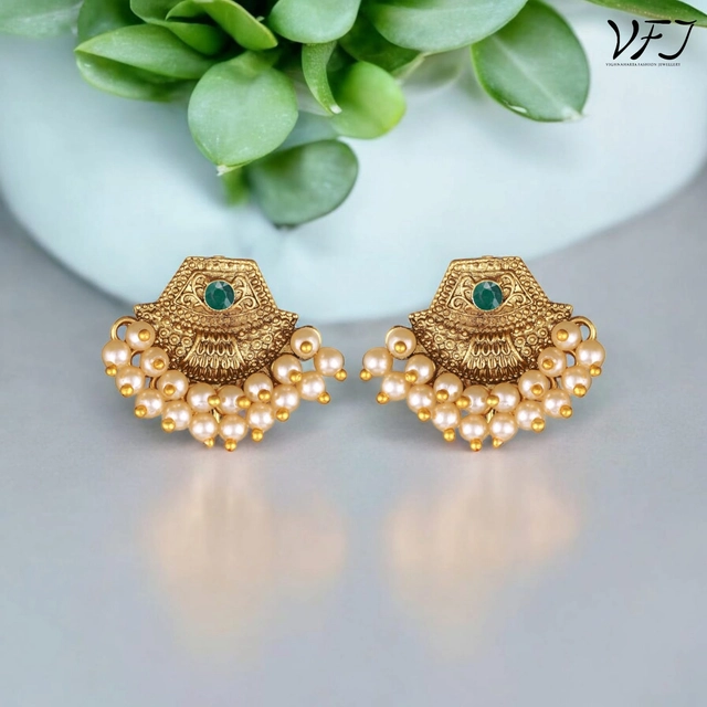 Alloy Sizzling Glittering Earrings for Women & Girls (Green, Set of 1)